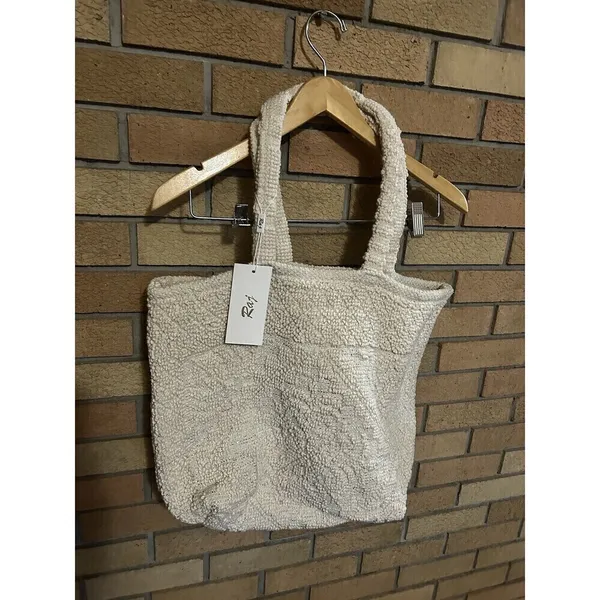 NWT Anthropologie Raj Cotton Woven Carpet Large Tote Shopping Bag Cream - Image 2