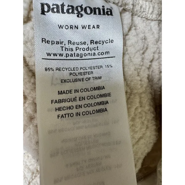 Patagonia‎ Diamond Capra Hooded Sweatshirt Cream Women's Size Small - Image 10