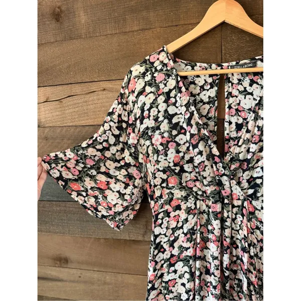 Billabong Floral Mini Dress Rayon Boho Babydoll Festival Dress - Image 11
