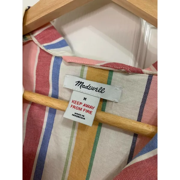 Madewell Bedtime Pajama‎ Top in Rainbow Stripe Size Medium #L0342 - Image 3