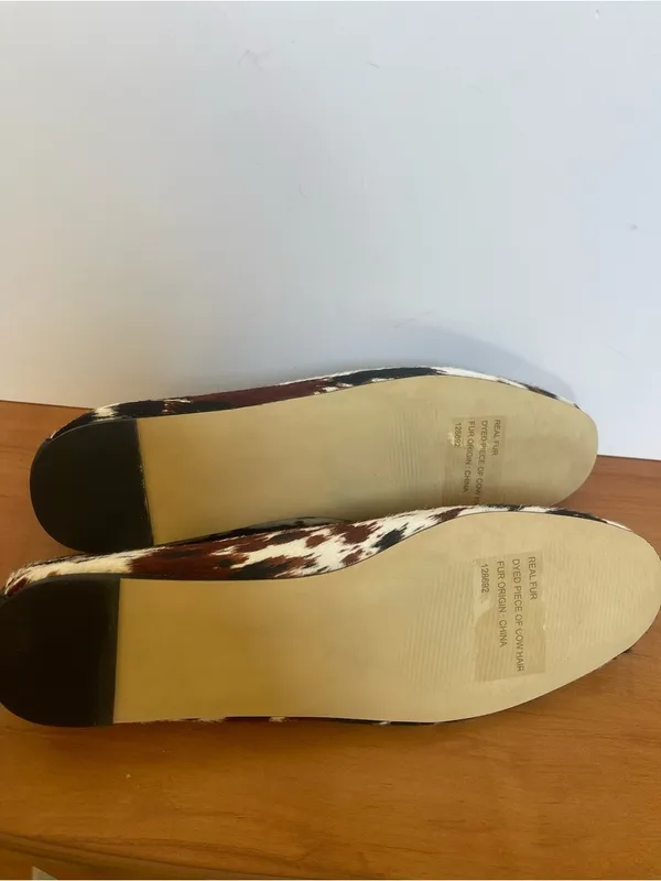 Steve Madden Leni Cow Print Hair Calf Flats Women's Sz 8.5 M Western Boho Shoes - Image 9
