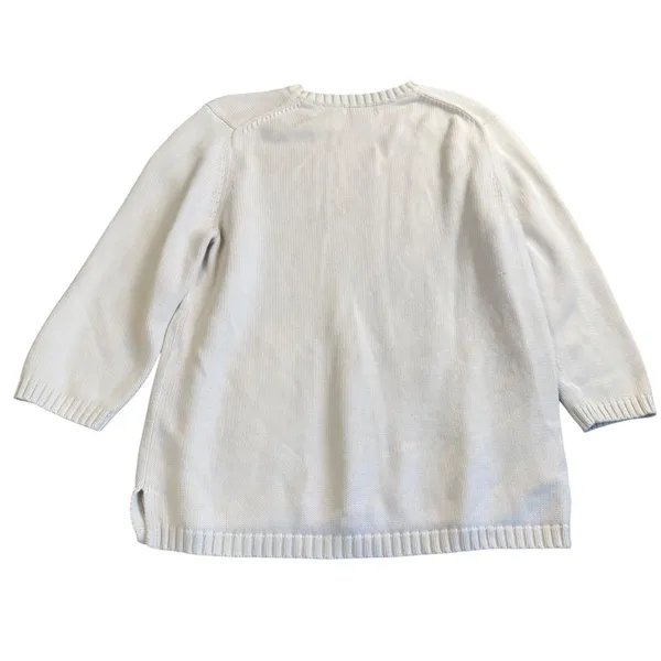 Lands' End Sweater Women Large 14-16 Cotton 3/4 Sleeve Crewneck Coastal Preppy - Image 4
