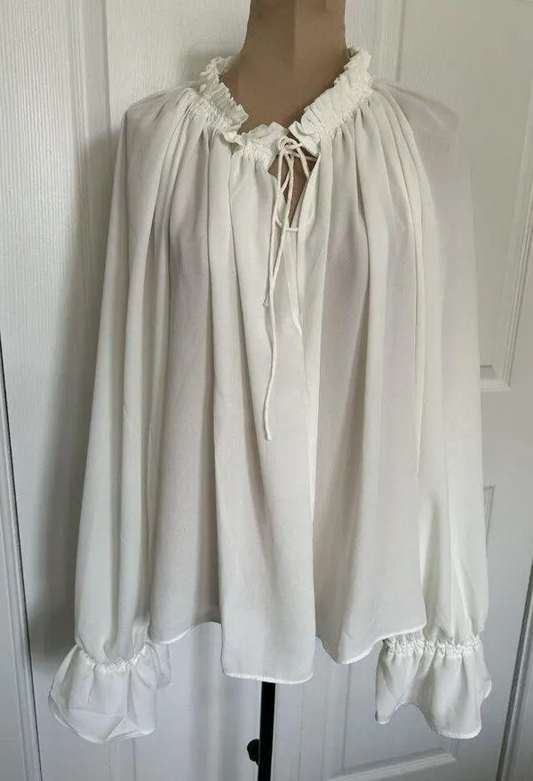 Madewell $98 Women's Nayla Boho Long Sleeve Tie Top, Winter White Size XL - Image 2