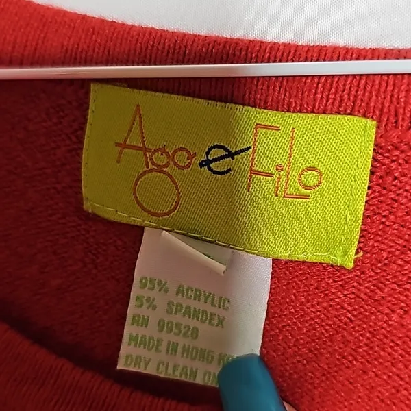 Anthropologie Ago e Filo red cardigan embroidered sweater sz XS - Image 4