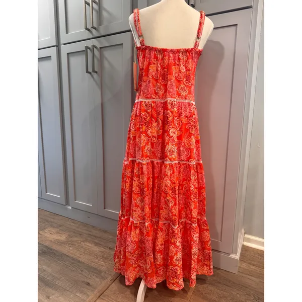NWT Cosita Linda‎ Mandarin Floral Tiered Maxi Dress CL22548C Orange Pink Small - Image 4