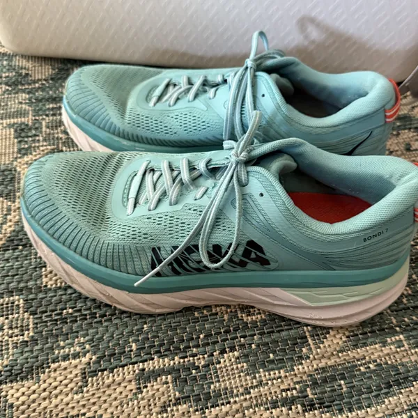 Hoka‎ One One Bondi 7 Shoes Womens Size 10.5 Blue Mesh Athletic Running Cushion - Image 7