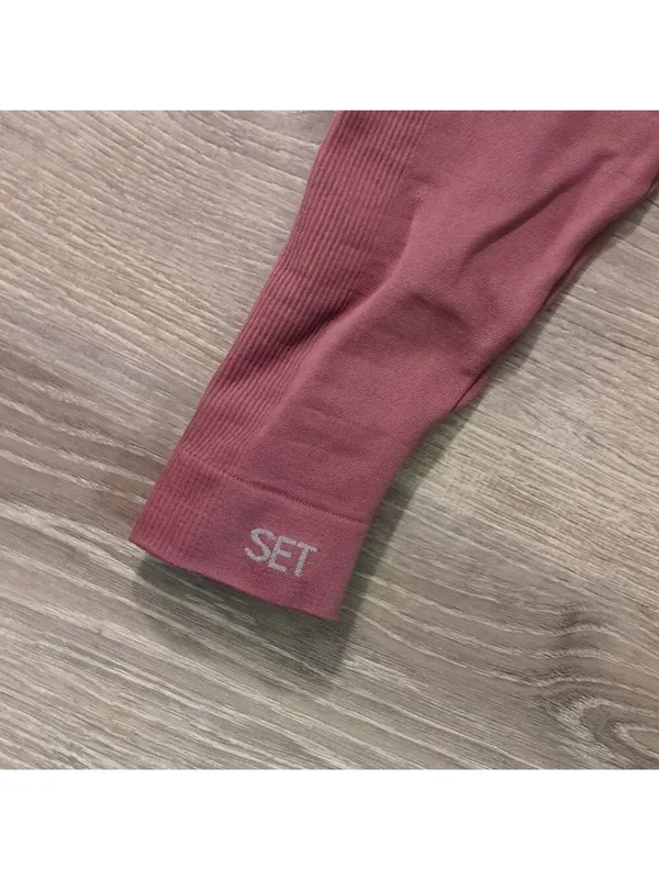 Set Active Mauve Seamless Ribbed Leggings Size Medium - Image 4