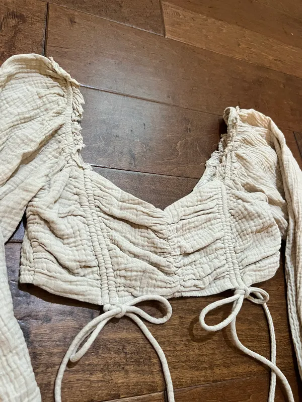 Long Sleeve Cropped Blouse - Image 2