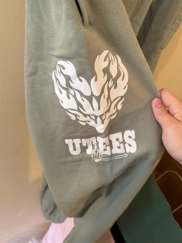 University Tees Charles River Apparel Sage Green Joggers with White Graphic Accents - Image 4