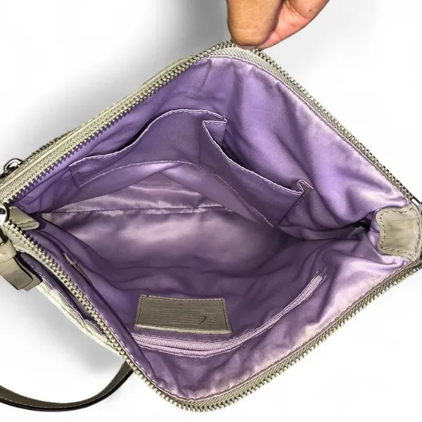 Coach Gray and White Crossbody Bag with Animal Print - Image 11