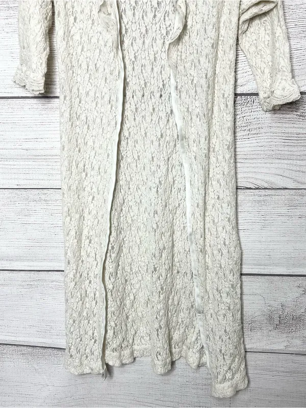 American Vintage Vintage Cream Lace Open Front Robe Duster Cardigan Size Small - Image 6