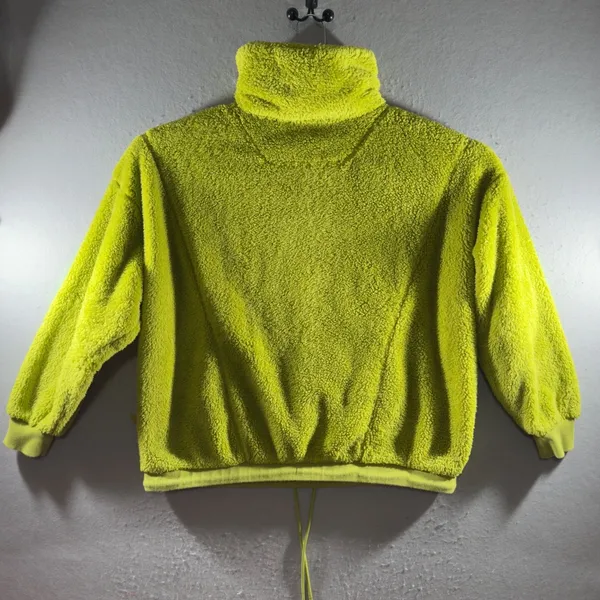 3063 | JoyLab Neon Lime High Pile Fleece Quarter Zip Pullover Womens Small - Image 2