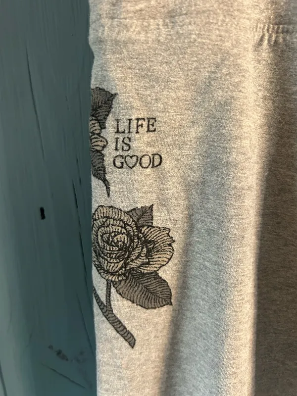 Life Is Good Light Gray Floral-Accent Lounge Pants | Size Medium - Image 4
