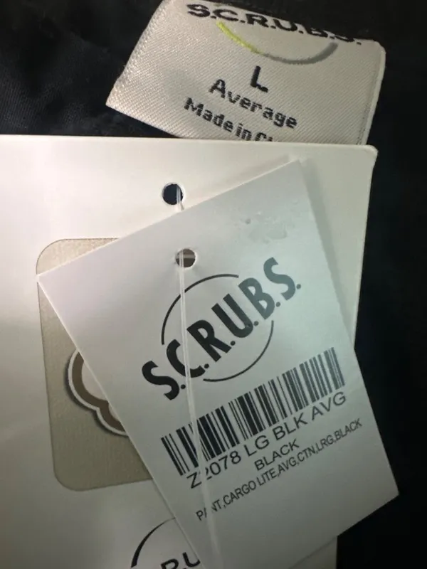 S.C.R.U.B.S NWT Black Scrub Pants Size Large Average Unisex Medical Utility - Image 5