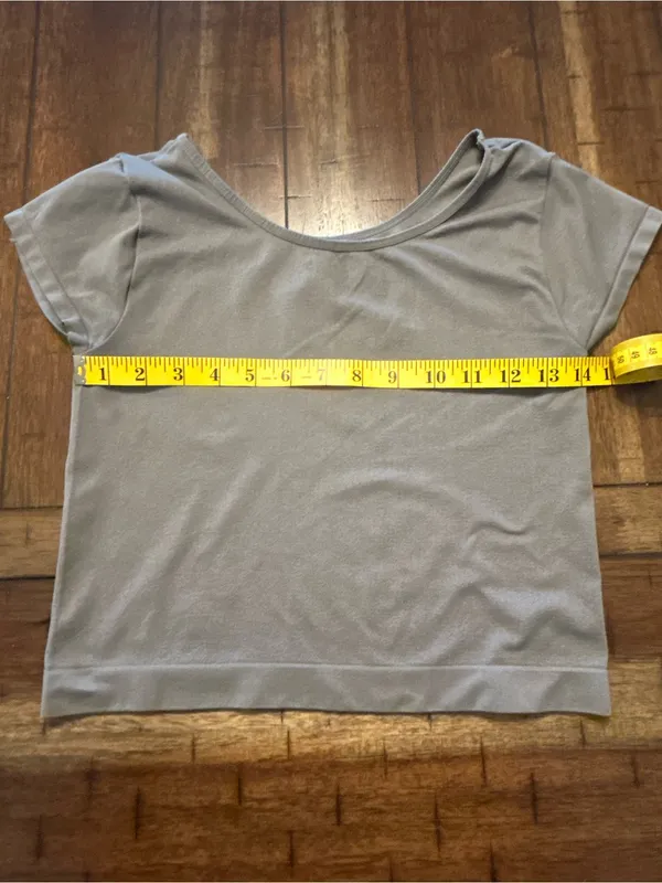 Free People Intimately Taupe Stretch Crop Tee Seamless Short Sleeve M/L - Image 3