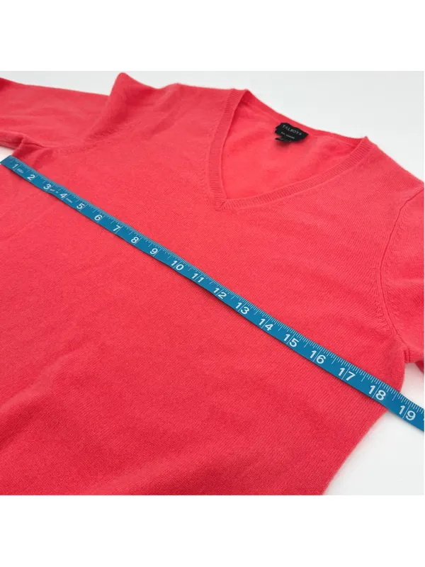 Talbots V-Neck 100% Pure Cashmere Sweater Size M Coral Pink - Image 6
