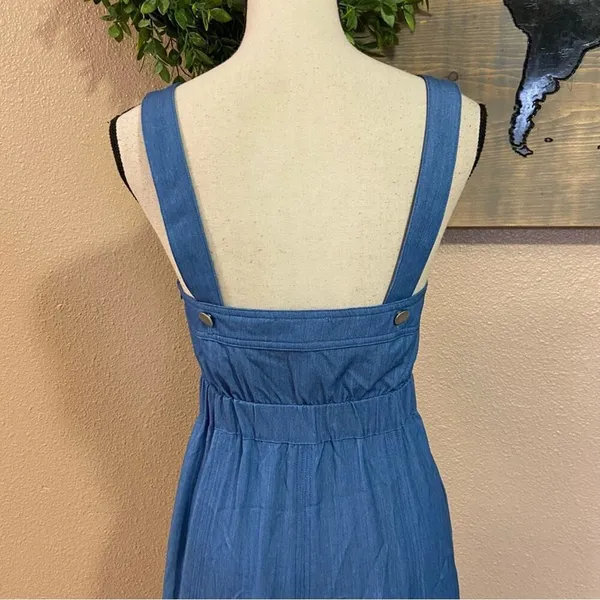 NWOT Lulus Darling Time Blue Chambray Handkerchief Midi Dress With Pocke… - Image 6