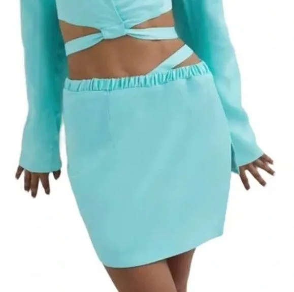 For Love And Lemons Aqua Mini Skirt Size XL - Image 2