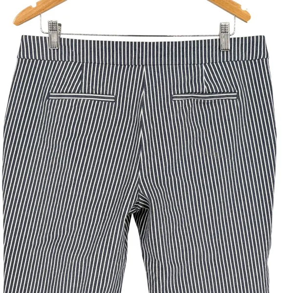 LOFT The Riviera Slim Pants Women 12P‎ Navy White Stripe Nautical Anchor Button - Image 10