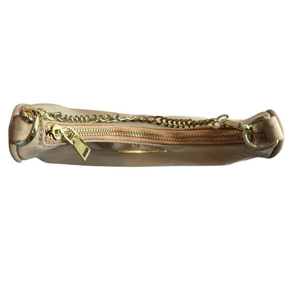 White Fox‎ Boutique Chain Strap Nylon Shoulder Bag Tan Gold Trendy Going Out - Image 4