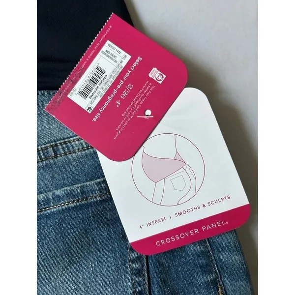 Ingrid Isabel Maternity Jean Shorts Midi Cut Off Short Crossover Panel 2/26 NWT - Image 3