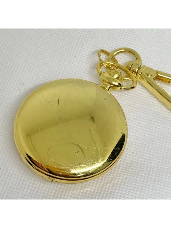 joy & iman Pocket Watch Quartz Clip On Purse Fob Gold Tone brown dial running - Image 5