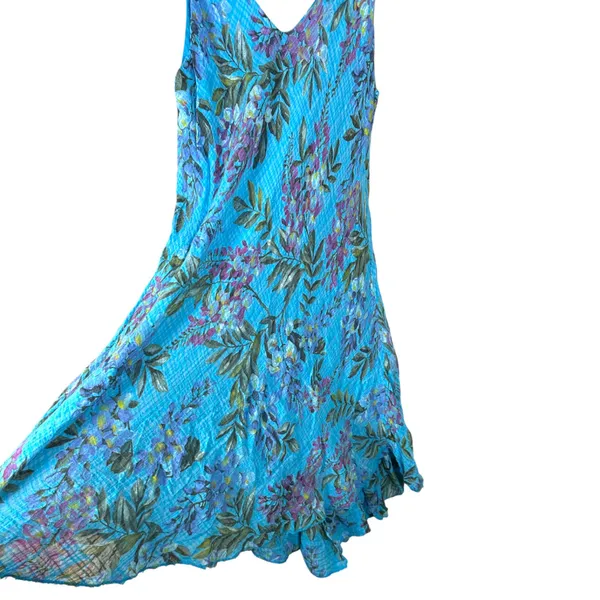 Shyloh Made in Italy Blue Gauzy Gauze Floral Sleeveless Flowy One Size NEW - Image 5