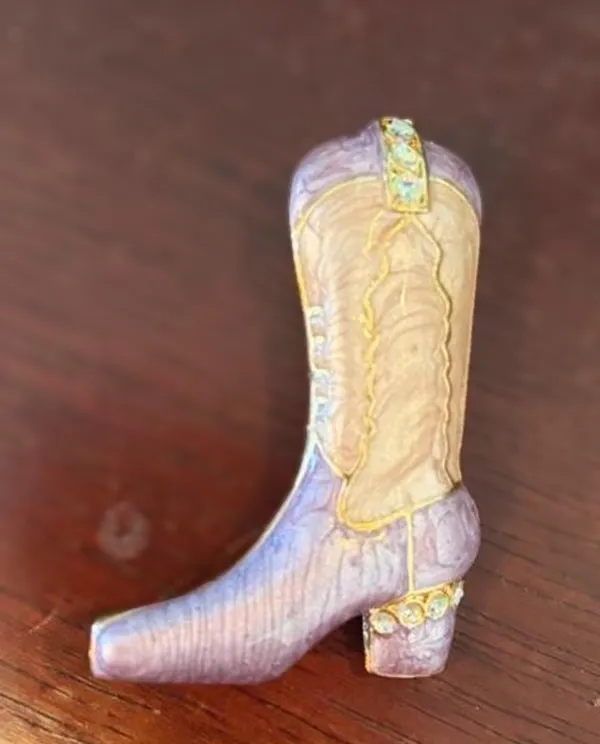 Western Mates Enamel Painted Boot Brooch Purple - Image 2