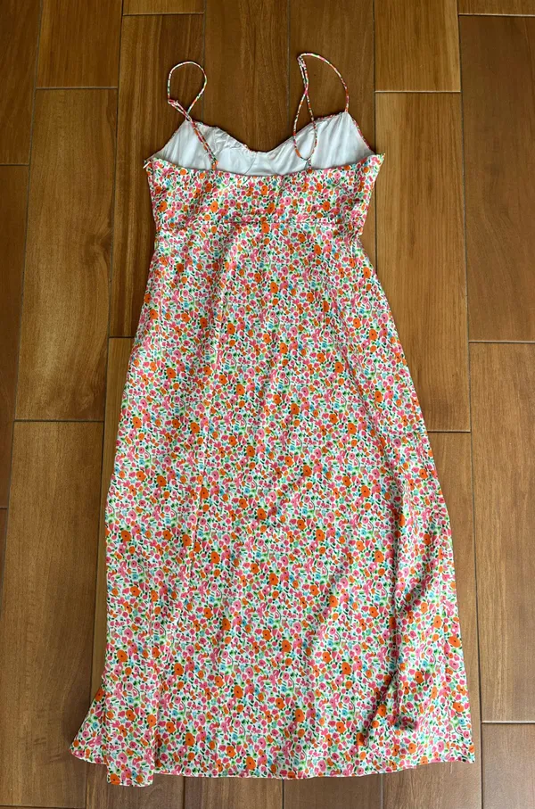 Princess Polly orange-green-white floral silk dress - Image 3