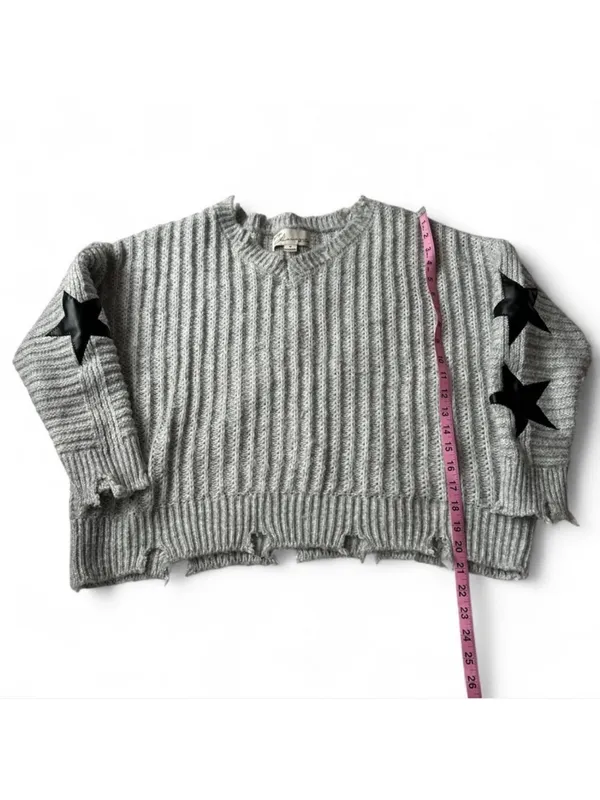Vintage Havana cable knit grey and black star sleeve sweater - Image 6