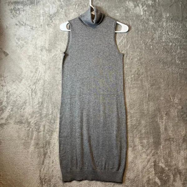 One Grey‎ Day Cotton Merino Wool Blend Mock Neck Dress Sleeveless Grey Size XS - Image 5