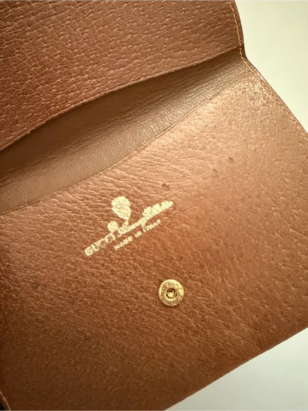 Gucci Vintage Accessory Collection Leather Envelope Pouch with Gold Logo - Image 5