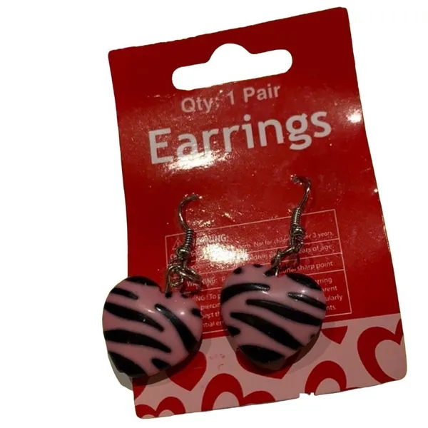 Fashion jewelry earrings pink zebra dangle sexy 80s‎ - Image 2
