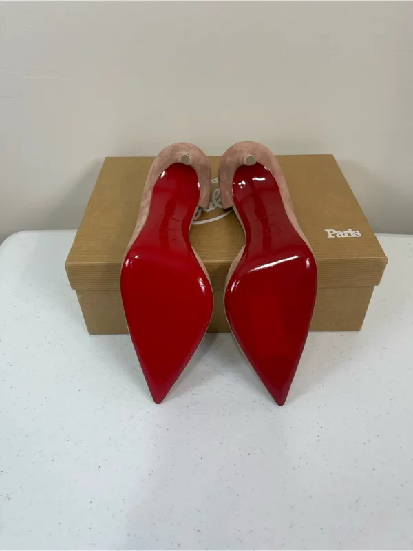 Brand New Christian Louboutin Blush Suede Pointed-Toe Pumps - Image 2