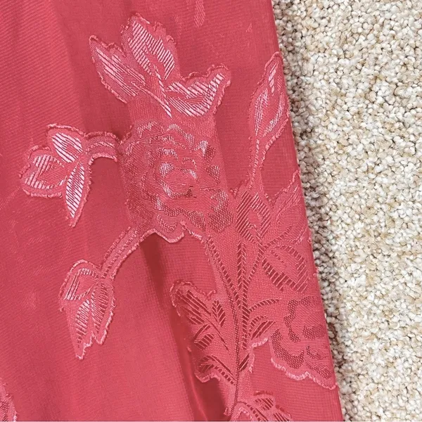 Leith floral blouse sheer ruffle pleated front keyhole‎ back coquette FLAWS - Image 6
