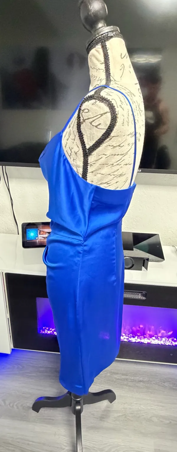 Zara Royal Blue Satin Cowl-Neck Mini Dress - Size Small 💙 - Image 7