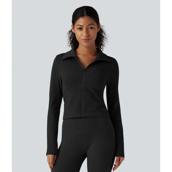 Halara OneForm Seamless Flow Zipper Long Sleeve Yoga Warming Jacket - Image 9
