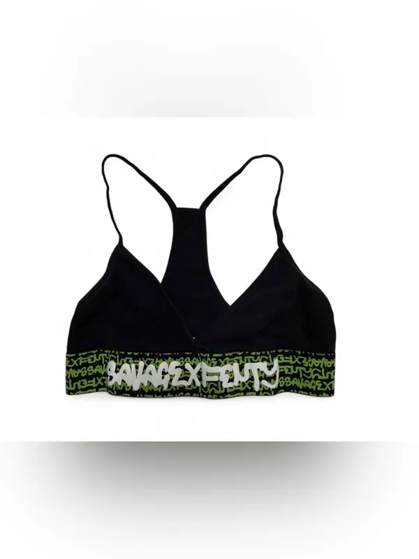 Savage X Fenty Black Bralette with Neon Green Logo Band - Image 7