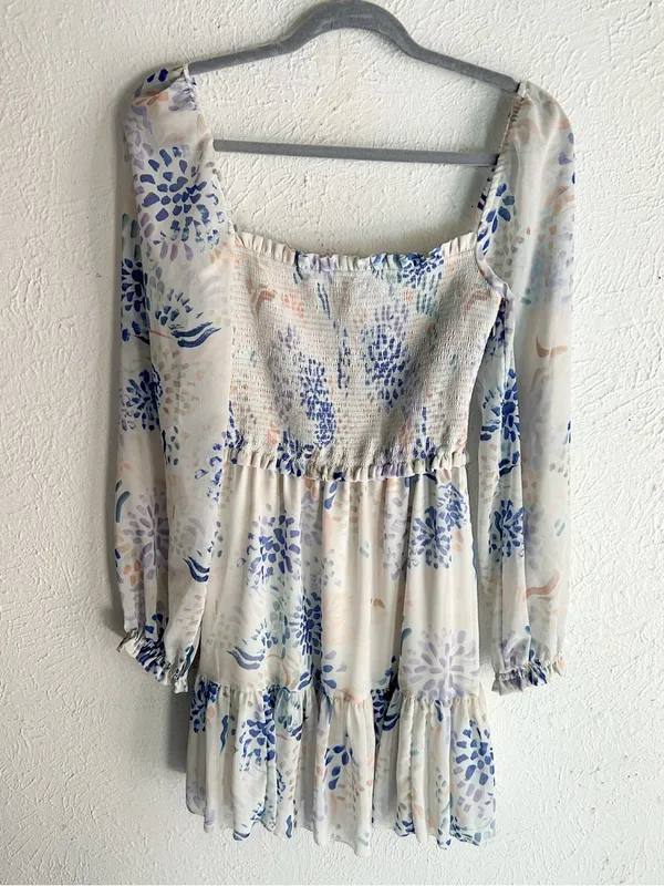 Aritzia Wilfred Floral Smocked Mini Dress Size Small Romantic Rush - Image 2