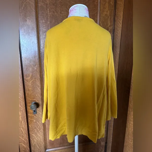 Talbots Canary Yellow Gold Knotted Button Cardigan with Pockets, Size 3X - Image 7