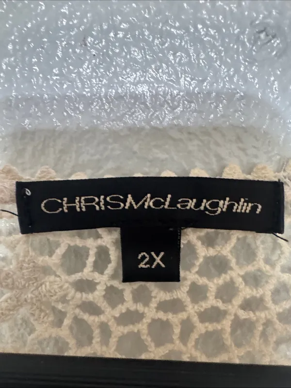 Chris McLaughlin Crochet Lace Floral Cardigan Shrug Cream Plus Size 2X - Image 5