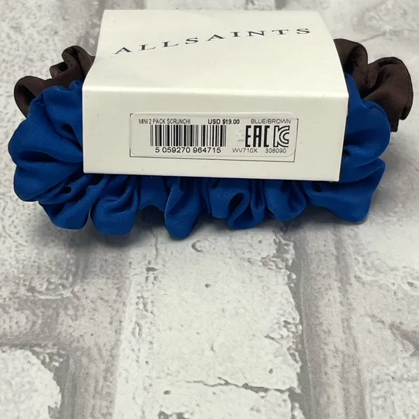 AllSaints 2-Pack Mini Scrunchies- in Brown and Blue - NWT - Image 3
