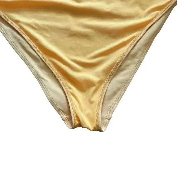 Yellow Beachy Cut Out Plunge One Piece Adjustable Straps Swimming Suit Sz M/L - Image 6