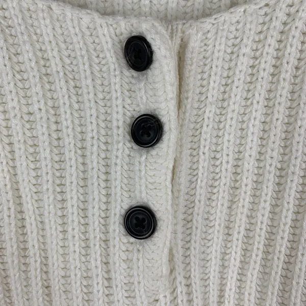 American Eagle Size XS‎ Sweater Henley Cropped Long Sleeve Chunky Knit Women’s - Image 4