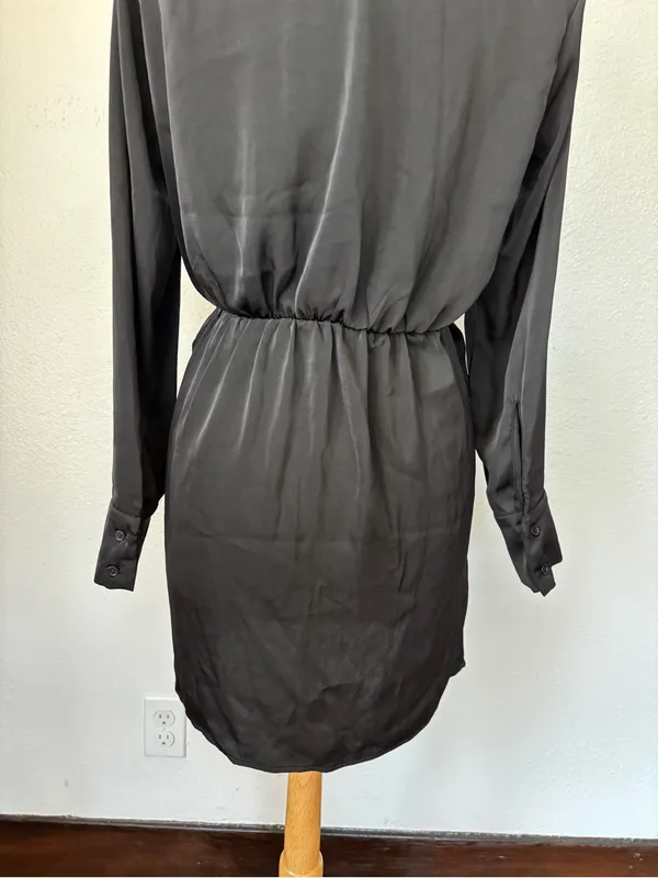 Francesca's Collections Black Long Sleeve Wrap Mini Dress - Image 9