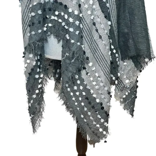 DEMDACO Textured Black Gray One Size Fits Most Acrylic and Poncho Shawl - Image 7
