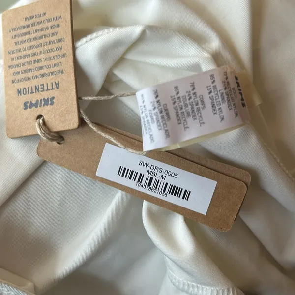 SKIMS (C4) Signature Swim Tank Dress Marble White NWT Size M - Image 4