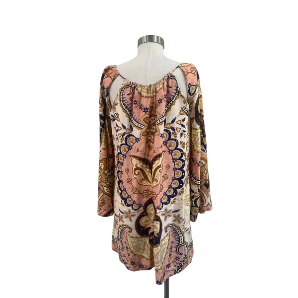 Farm‎ Rio Paisley Floral Tie Front Boho Festival Mini Dress Size Large - Image 2