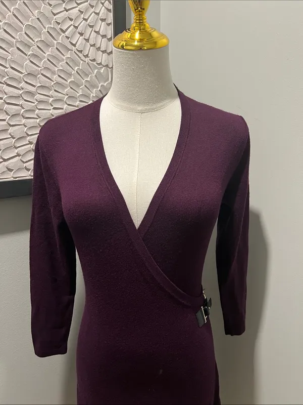 Calvin Klein Plum Wrap-Style Midi Dress - Image 2