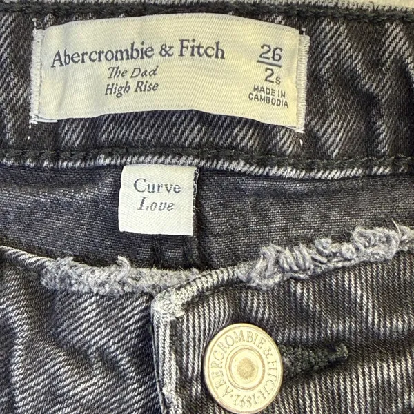 Abercrombie &‎ Fitch The Dad High Rise Curve Love Distressed Black Jeans 26 2S - Image 3